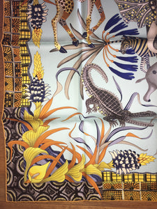 Hermes 100% Silk Scarf « La Marche Du Zambeze » by Ardmore Artists