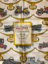 Load image into Gallery viewer, Hermes Silk Scarf «PETITE HISTOIRE DE L’AUTOMOBILE» by Hugo Grygkar.
