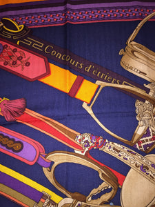 Hermes Cashmere/Silk Shawl Concours d’Etriers by Virginie Jamin 140