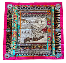 Load image into Gallery viewer, Hermes Silk Twill Scarf “La Femme aux Semelles de Vent” by Aline Honoré.