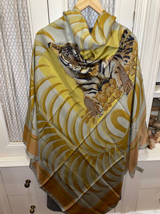 Hermes Silk Dip Dye GM Shawl “Tigre Royal” 140.