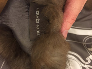 Hermes Silk Scarf Ex Libris with sable fur