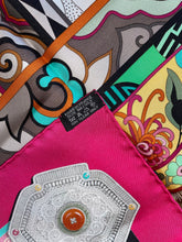 Load image into Gallery viewer, Hermes Silk Twill Scarf “La Femme aux Semelles de Vent” by Aline Honoré.