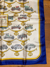 Load image into Gallery viewer, Hermes Silk Scarf «PETITE HISTOIRE DE L’AUTOMOBILE» by Hugo Grygkar.